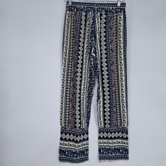 Paradise Floral Moroccan Beachy Print Relaxed‎ Flowy Pants Size Small - Picture 1 of 7